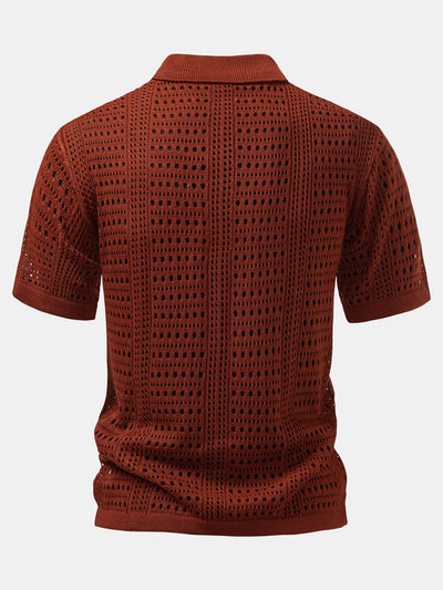 Crochet  V Neck Polo Shirt