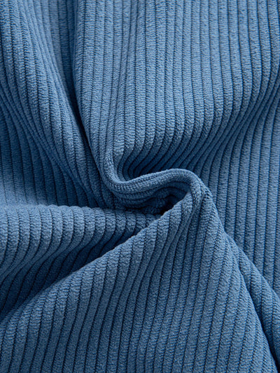 Long Sleeved Contrast Corduroy Hooded Shirt
