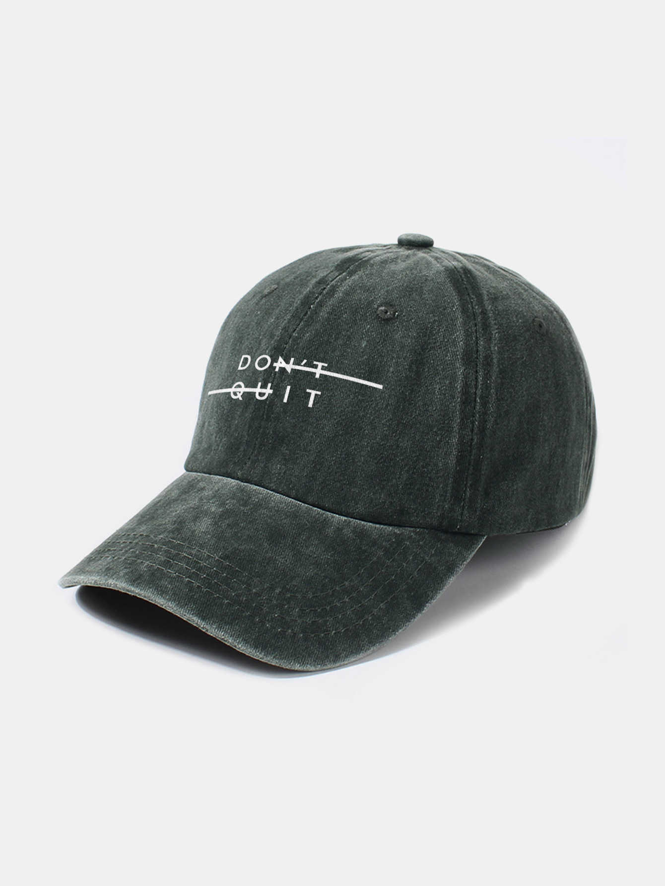 Don't Quit Print Washed Baseball Cap