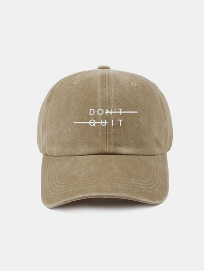 Don't Quit Print Washed Baseball Cap
