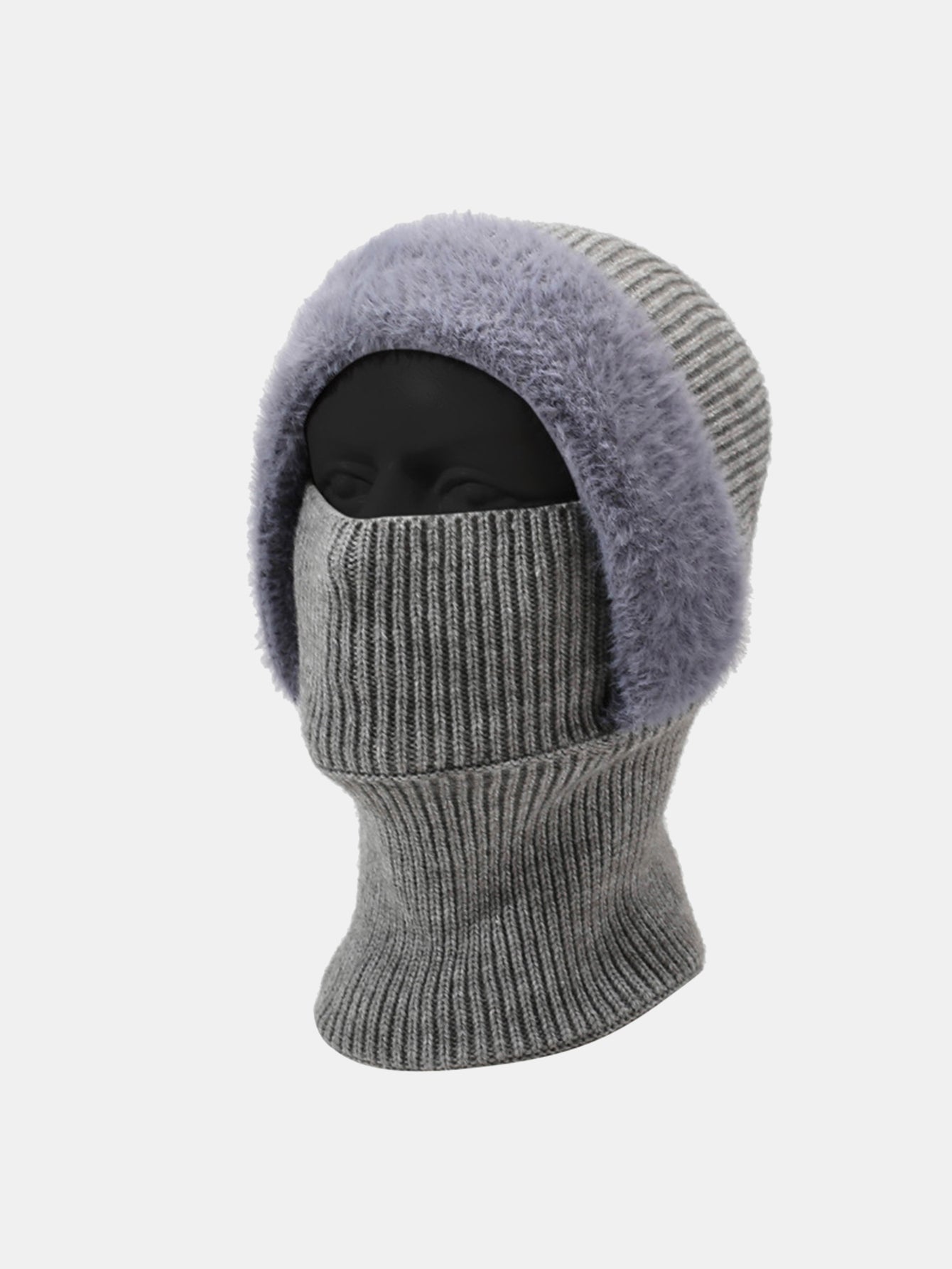 Solid Color Velvet Warm Knitted Hat With Scarf