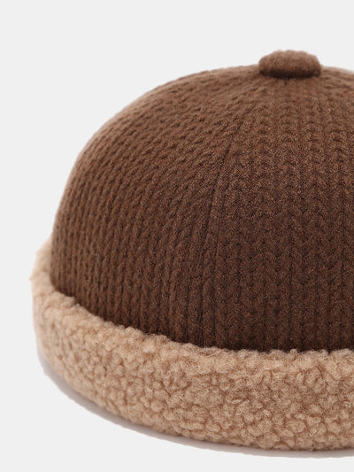 Men Retro Autumn And Winter Thickened Stitching Rimless Hat