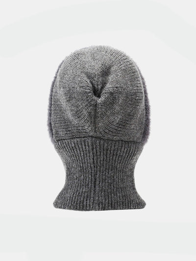 Solid Color Velvet Warm Knitted Hat With Scarf