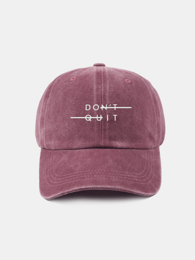 Don't Quit Print Washed Baseball Cap
