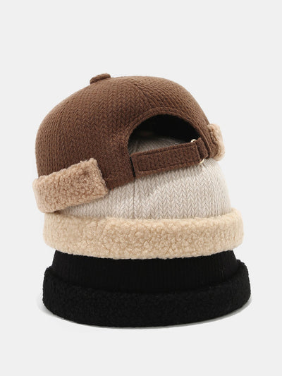 Men Retro Autumn And Winter Thickened Stitching Rimless Hat